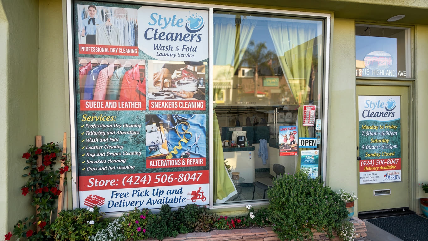 The Style Cleaners storefront on Highland Ave